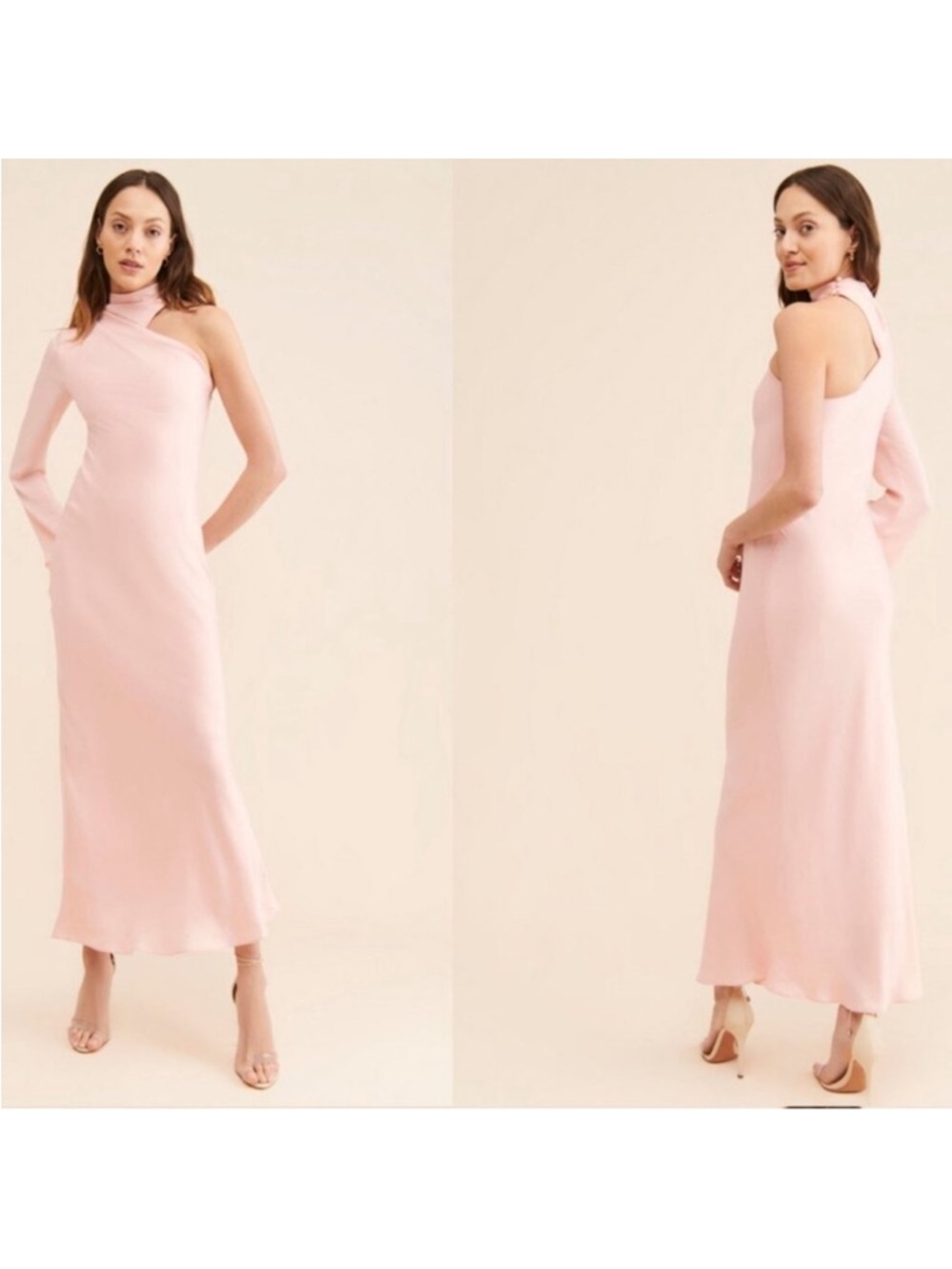 Significant Other Rihannon Asymmetric One-Shoulder Maxi Dress in Soft Pink